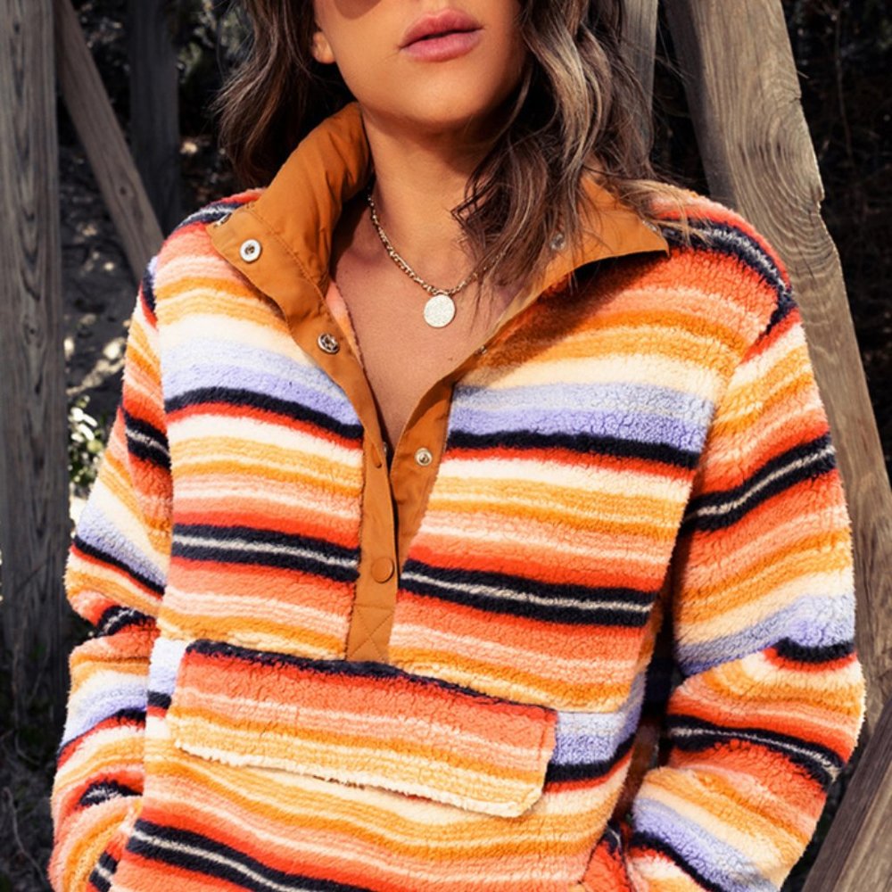 Multicolor Striped Sherpa Sweatshirt